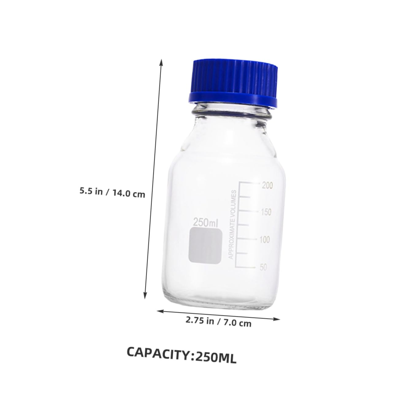 POPETPOP Boccette da Laboratorio in Vetro Graduato 250ml, 2 Pezzi, per Campionamento e Misurazioni Precise, Uso in Industria e Casa