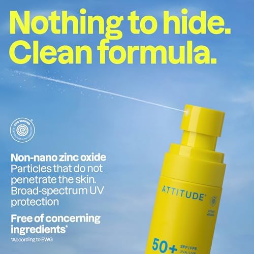 ATTITUDE Kids Mineral Sunscreen Lightweight Lotion SPF 50, Broad Spectrum Zinc Oxide, EWG Verified, Non-Nano, Water-Resistant 80 Minutes, Non-Greasy for Face & Body, Vegan, Unscented, 80 grams - 2