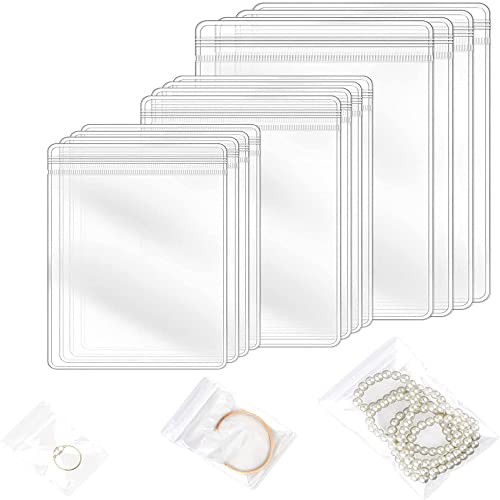 Ptsygantl Bolsa de plástico transparente para joias, 120 peças, sacos de poliéster com zíper, sacos