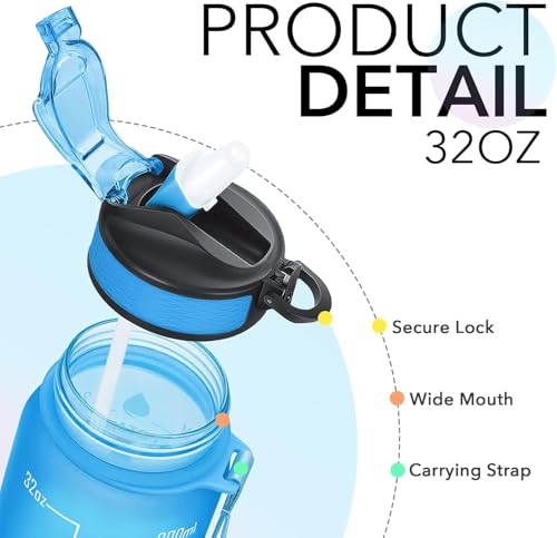 Image of TEKCOOL Motivational 1L Capacity Star Sky Plastic Bottle with Straw | Leakproof, Durable, BPA-Free | Ideal for School /College /Office /Travel, Sports /Outdoor Activities'