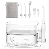 Hangsun Portable Water Flosser Oral Irrigator 360° Rotation 5 Pressure Levels 450ML Travel Water Teeth Cleaner HOC850 IPX7 Waterproof for Braces Care, 2 Modes for Clean and Massage
