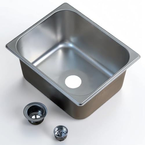 1-Compartment Drop-in Stainless Steel RV Sink Kit, 12.75x10.5x6 inches, with