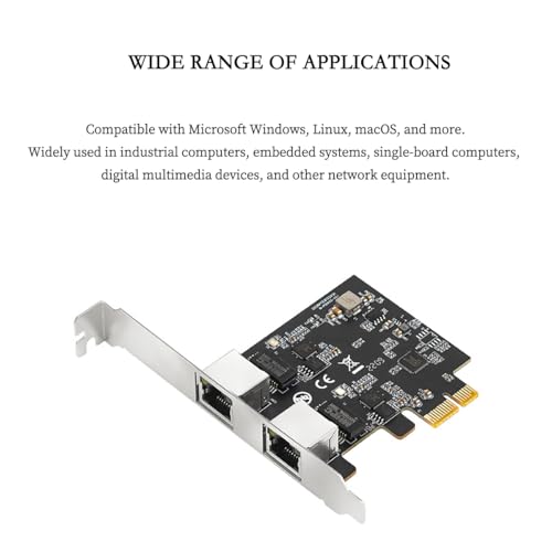 PCIe X1 to 2.5G Tarjeta de Red RTL8125B Adaptador Ethernet Gigabit para Desktop y Servidor, PCI-E x1 LAN Card 2500Mbps con Indicadores LED Dobles, Soporte Full & Low Profile (Doble RJ45) miniatura 4