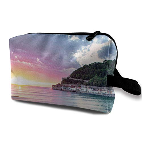 Preisvergleich Produktbild XCNGG Reise Make-up Aufbewahrungstasche Tragbare Toilettenhandtasche Kleine Kosmetik-Organizer-Tasche für Frauen & Männer Schöner Sonnenuntergang in der Altstadt