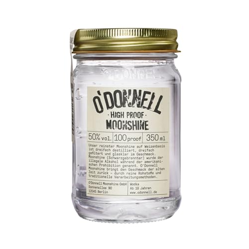 O’Donnell Vodka High Proof (350ml Probiergröße) Moonshine BIO-Vodka mit 50% vol. & dreifacher Destillation – Starker, glasklarer Charakter für echte Moonshiner – Made in Berlin