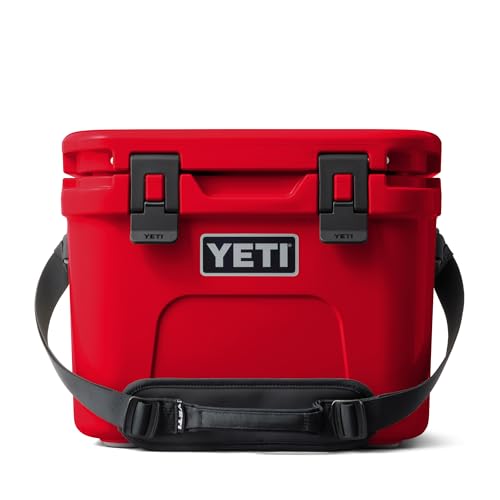 YETI Roadie 15 Hard Cooler with DoubleDuty Shoulder Strap, Rescue Red
