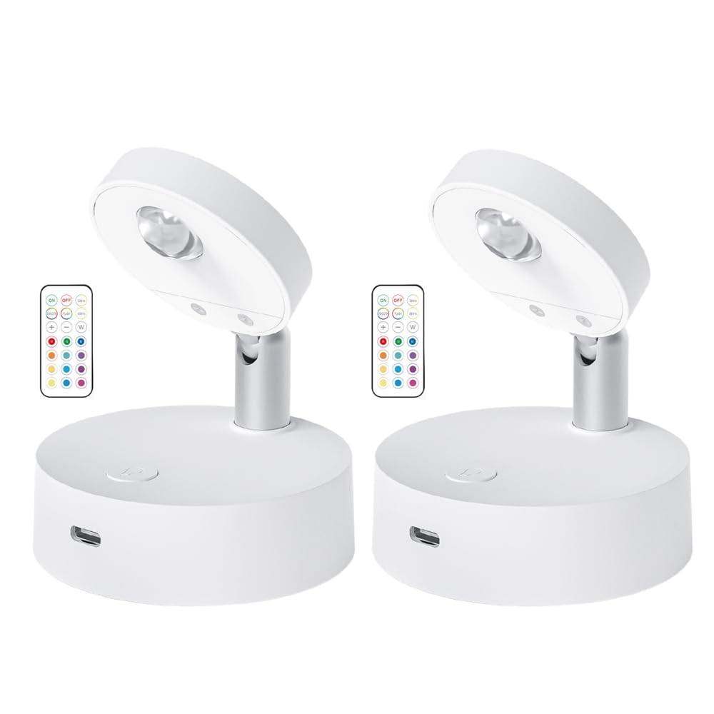 Bdkmms Light Rechargeable Led Spot 1Pcs/2Pcs Cordless Picture Lamp With Remote Magnetic Wall-Mounted Up For Picture Plant Portrait Artwork