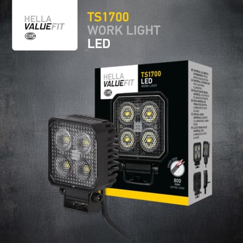 HELLA Valuefit TS1700 LED Arbeitsscheinwerfer 12V - 24V 1700 Lumen Nahfeldausleuchtung starke Lichtleistung in kompaktem Design: Offroad LED Scheinwerfer für Traktor Auto LKW ATV -1GA 357 110-002