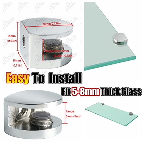 Alise Glass Shelf Bracket Adjustable Shower Brackets,Heavy Duty Clamp Holder For 5-8Mm Glass Shelves,Wall Mount Clamps Clip Support Hardware Replacement Parts,Bl3008-4P Polished Chrome Pack Of 4 #TOP5