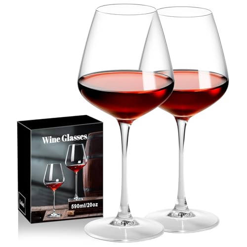Image of PARACITY Wine Glasses, christmas gift, Clear Glass, Long Stem Wine Glass for Red and White Wine - 10 OZ (Set of 2) (2, 20, Fluid Ounces)