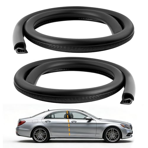 2PCS 2.62FT B Pillar Sealing Strip,Noise Reduction Rubber Car Door Seal Strip B Pillar with U-Shaped Metal Clip,Push-in Car Door Weather Stripping for Most Sedans,SUVs