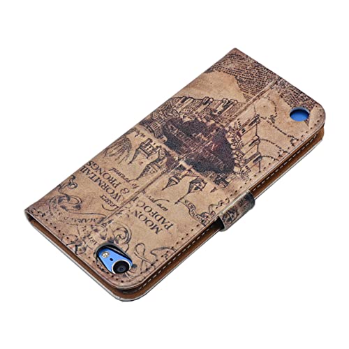 Yhb Case For Ipod Touch 7, Ipod Touch 6/5, Slim Folio Pu Leather Stand Shell Full Body Protective Cover With Wallet Card Holder For Kids, Marauder's Map Vintage #TOP3