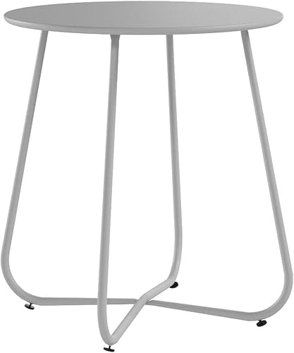 Miniatura 4 de HollyHOME Mesa Auxiliar Lateral Redonda de Metal, Soporte para Plantas Pequeñas de Patio Resistente al Óxido, Mesa Terminal Portátil para Exteriores