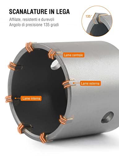 Binota Concrete Hole Saw, Kit 40 65 80 100 125 Mm, Arbor Sds Plus 110Mm And Sds Max 160Mm, For Cement Wall Brick Sands Stone Sable-Rock Self-Leveling #TOP1