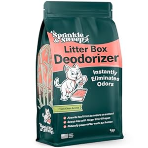 Sprinkle & Sweep Litter Box Deodorizer – Cat Litter Deodorizer Non Toxic and Safe for Kittens – Litter Deodorizer Instantly Eliminates Foul Litter and Urine Odors, One Month Supply (8oz)