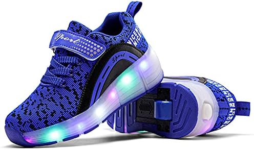 Ufatansy Roller Shoes Girls Kids LED Light up Shoes Wheels USB Charge Roller Skate Shoes Skateboarding Fashion Boys Sneakers(Size 3,Blue) — view 4