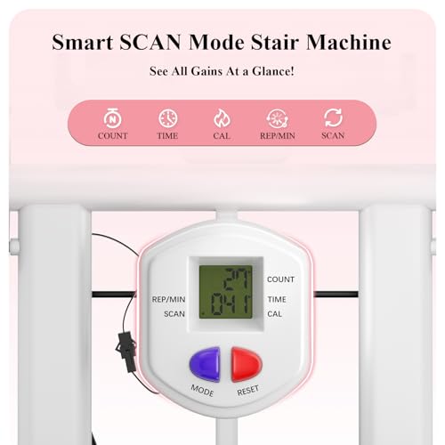 PAETA Foldable Stair Stepper for Home, 350LBs Quiet Stair Climber with LCD Monitor and Adjustable Handlebar - Cardio Exercise Machine at Home for Women,New Gray