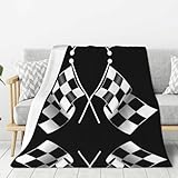 Zcmkjlg Schwarz-weiße Formel, karierte Flaggenmuster, ultraweich, Flanell-Fleece, flauschige Überwurfdecke, Überwurfdecke für Couch, warme, gemütliche Decke