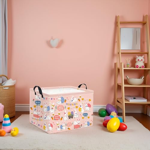 Image of Rectangular Easter Basket Easter Basket for Kids Baby Storage Basket Cute Toy Storage Bin Organizer Shelf Book Basket Easter Room Decor(Pink Purple Easter)