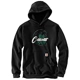 carhartt loose fit midweight hooded shamrock graphic sweatshirt felpa con cappuccio, black, l uomo