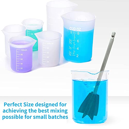 YeeBeny 6 Pcs Epoxy Mixer Attachment for Drill, 6 Reusable Multipurpose Bidirectional Paint Stirrer, Helix Mixer for Resin, Silicone Gallon Mixing Tools, Paint Mixer for Drill(6 paddles and 2 sticks)
