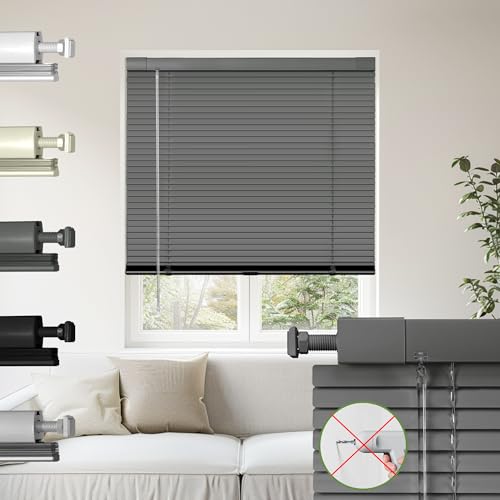 MoDanCeQ No Tools-No Drill Mini Blinds for Indoor Windows Cordless 1