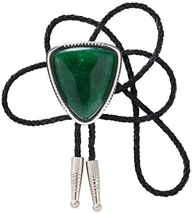 KDG Triangle Nature Agate Shape Bolo Tie Western Cowboy Celtic Black Stone Necktie For Men