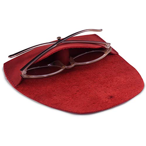 Image of Londo Genuine Leather Eyeglasses & Sunglasses Case - Premium Leather Protective Case with Button Closure, Stylish & Durable Storage for Glasses