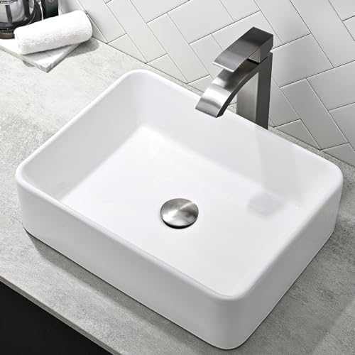 Rectangle Vessel Sink, Swift Horse 19"x 15" Above Counter White