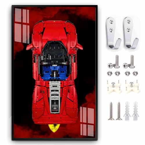 BoHeart Display Wallboard für 42143 Le*go Technic Ferrarl Daytona SP3, für Rennwagen im Maßstab 1:8, kompatibel mit Lego Ferrari Autos, Geschenkideen für Lego Auto Wandhalterung, (nur Display