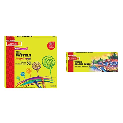 Image of Camel Camlin Kokuyo Oil Pastel (50 Shades) Student Water Color Tube - 5ml Tubes, 18 Shades