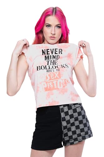 Image of Sex Pistols The Crop T Shirt Never Mind the Bo***CKS Official Womens Dye Wash L Pink