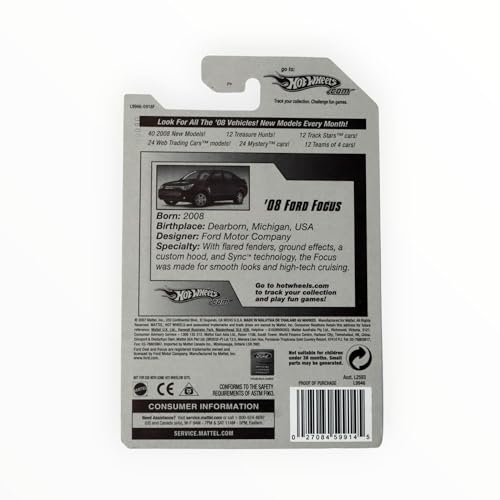 Hot Wheels Ford Focus escala 1:64 amarillo miniatura 2