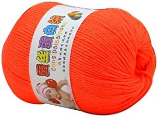leattyer Knitting Fashion Acrylic Yarn 1 Ball x 50g Baby Cashmere Silk Wool Children Hand knitting Crochet Yarn (Orange&Red)