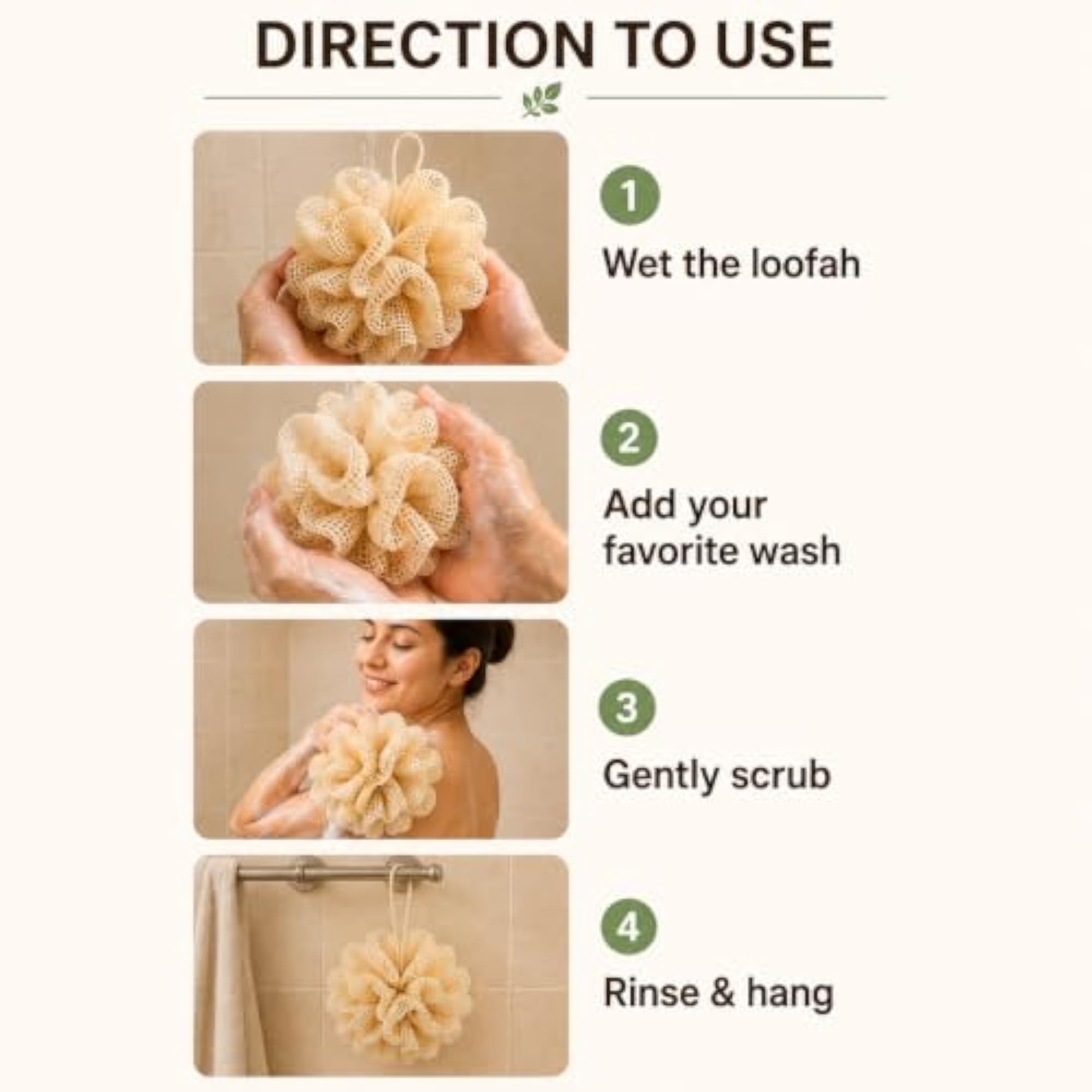 100% Natural Bath Loofah Body Sponge and Scrubber
