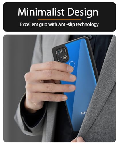 Image of WOW IMAGINE Shockproof Hybrid Back Cover for Redmi 9 | Redmi 9 Activ | Poco C31 | Hard Slim fit Back Case | PC & TPU | Clear Transparent Case - Black