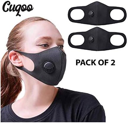 CUQOO 2x Anti Dust Mask with Filter, Face Mouth Mask, Fashion Reusable Washable Outdoor Unisex Mask, Filtered Anti-Pollution Facemask