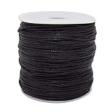 INSPIRELLE 120 Yards 1mm Black Waxed Cotton Cord Jewelry Making Beading Thread Crafting Macrame Rope