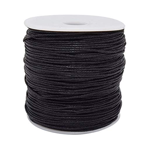 Inspirelle 120 Yards 1Mm Black Waxed Cotton Cord Jewelry Making Beading Thread Crafting Macrame Rope #TOP9