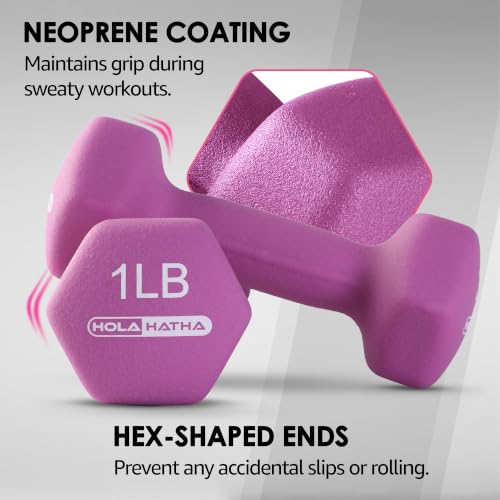 HolaHatha Neoprene Dumbbell Weights Set with Rack, 12 Lbs, Multicolor - image 5