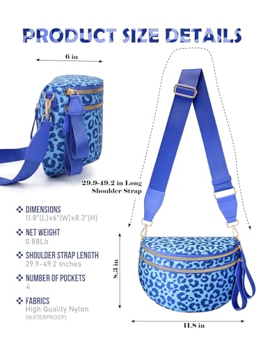 Image of Pure Colour Crossbody Bag Bum Bag for Women,Spacious Purse Fanny Packs Belt Bag,Oversized Bum Bag (Rainbow Blue Leopard Bum Bag)