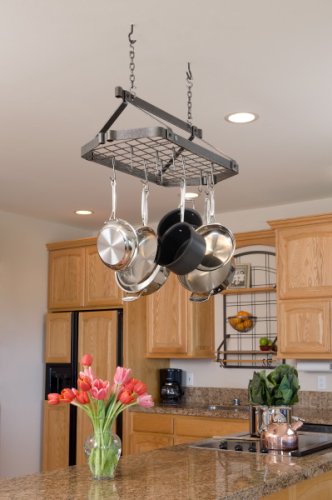 Enclume Dr5 Decor Retro Rectangle Ceiling Rack With Grid, Hammered Steel #TOP1