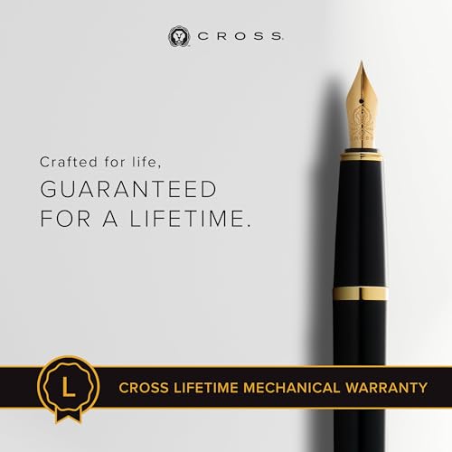 Image of Cross Bailey Light Polished Black Fountain Pen - Refillable, Medium Nib, Black Ink, Presented in Everyday Gift Box