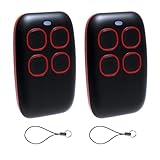 Télécommande universelle pour porte de garage 433 MHz, 4 en 1, code tournant et code fixe, compatible avec 90+ marques, ouvre porte de garage universel 433 MHz, rouge (2 pièces)