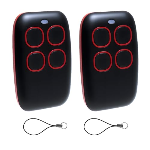 Telecomando universale per porta del garage 433 MHz, codice di rolling multifrequenza 4 in 1 e codice fisso, compatibile con 90+ marche, apriporta del garage universale 433 MHz, rosso (2 pezzi)