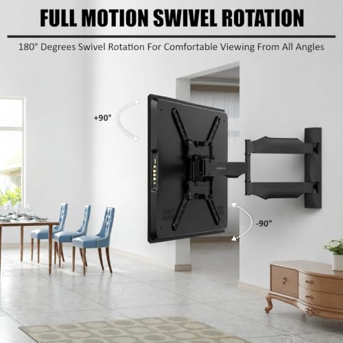 Image of Caprigo Full Motion TV Wall Mount Bracket for 32 to 55 Inch LED /HD /Smart TV's, Universal Heavy-Duty TV Stand for Wall with Swivel Rotation & Tilt Adjustments (M460 /P4)