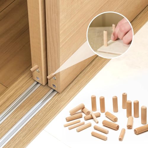 225 Stück Holzdübel Set, Holzdübel 6mm 8mm 10mm, Holzstopfen Dübelstangen, Holzübelstifte, Holznadeln konisch und gerippt für Möbel Basteln Heimwerken Holzarbeit Zubehör(M6 M8 M10)