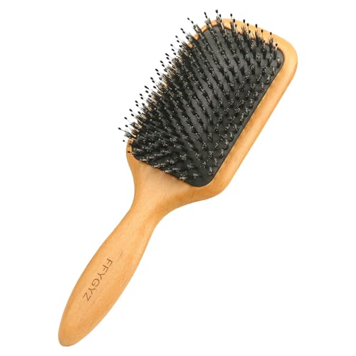 Boar Bristle Wooden Hair Brush - Premium Grade A Beechwood Paddle Handle, Redistributes Scalp Oils for Healing Dry Hair, Enhances Shine & Smoothness, for All Hair Types, for Men, Women, Kids, Elde...