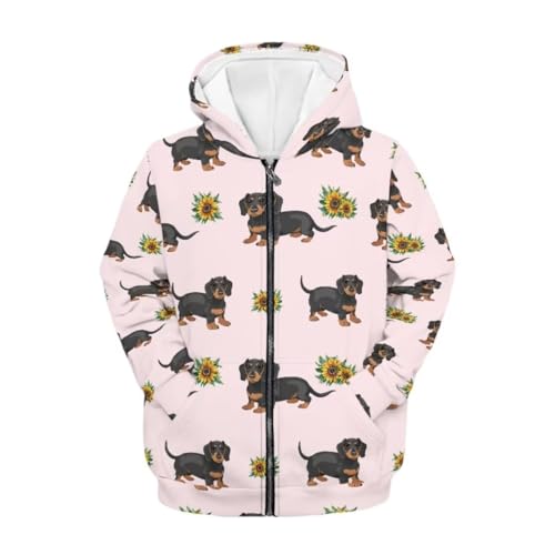 Sweat à capuche zippé filles veste légère imprimé chien 6-16 ans