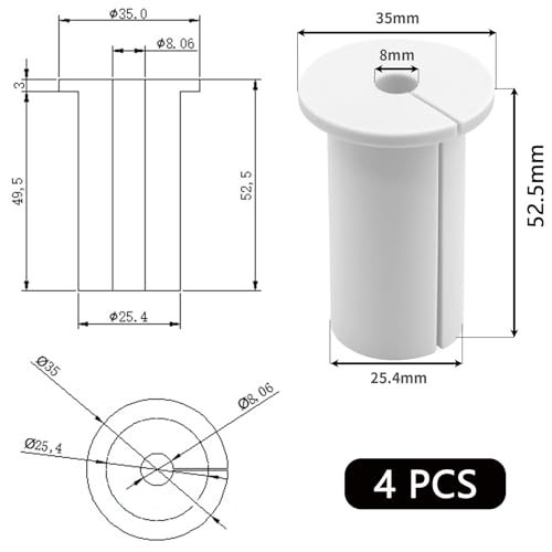 4 Stück Wanddurchführung für Starlink Kabelführungsset, Wanddurchführung Kabel, Mauerdurchführung für Kabel für 1-Zoll-Wandloch für Starlink Kabelrouter und Ethernet Adapter (Weiß)